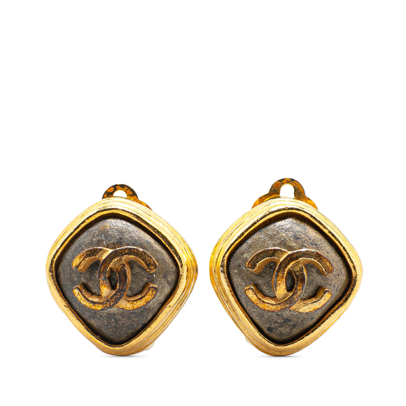 Pre-Loved Chanel Gold Plated CC Clip On Earrings - Picture 1 of 3